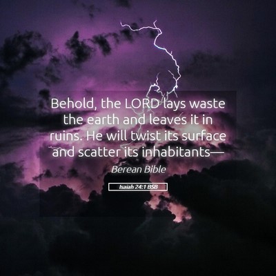 Picture 05 - Isaiah 24:1 BSB - Behold, the LORD lays waste the earth and leaves - Bible Verse Picture