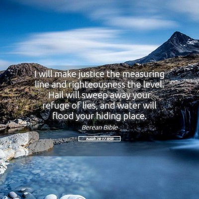 Picture 05 - Isaiah 28:17 BSB - I will make justice the measuring line and - Bible Verse Picture