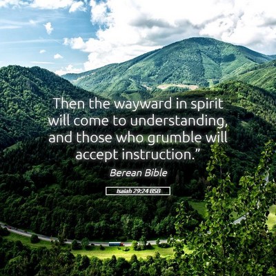 Picture 05 - Isaiah 29:24 BSB - Then the wayward in spirit will come to - Bible Verse Picture