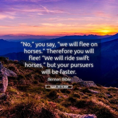 Picture 05 - Isaiah 30:16 BSB - “No,” you say, “we will flee on horses.” - Bible Verse Picture