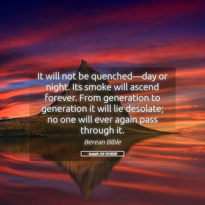 Picture 05 - Isaiah 34:10 BSB - It will not be quenched—day or night. Its smoke - Bible Verse Picture