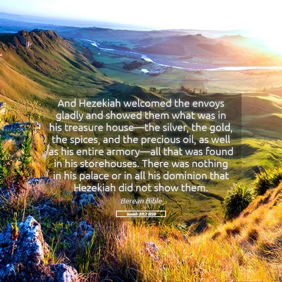 Picture 05 - Isaiah 39:2 BSB - And Hezekiah welcomed the envoys gladly and - Bible Verse Picture