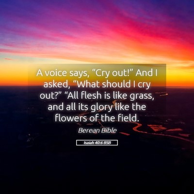 Picture 05 - Isaiah 40:6 BSB - A voice says, “Cry out!” And I asked, “What - Bible Verse Picture