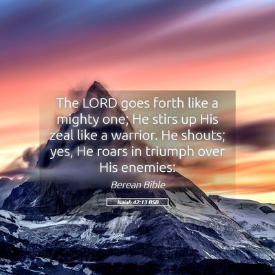 Picture 05 - Isaiah 42:13 BSB - The LORD goes forth like a mighty one; He stirs - Bible Verse Picture