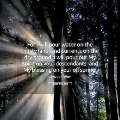 Picture 05 - Isaiah 44:3 BSB - For I will pour water on the thirsty land, and - Bible Verse Picture