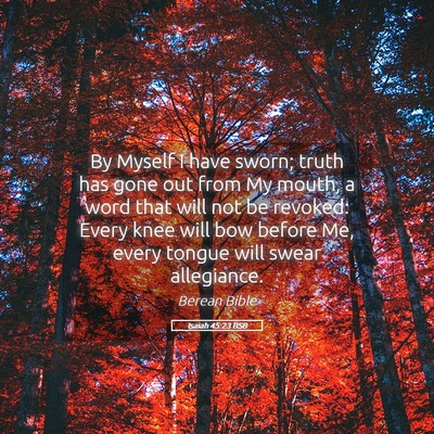 Picture 05 - Isaiah 45:23 BSB - By Myself I have sworn; truth has gone out from - Bible Verse Picture