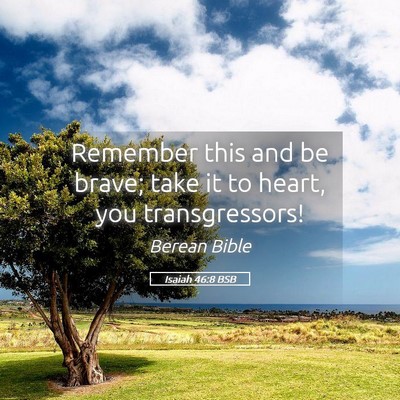 Picture 05 - Isaiah 46:8 BSB - Remember this and be brave; take it to heart, you - Bible Verse Picture