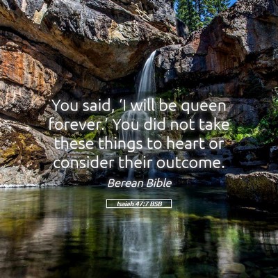 Picture 05 - Isaiah 47:7 BSB - You said, ‘I will be queen forever.’ You did - Bible Verse Picture