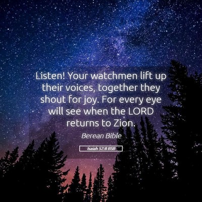 Picture 05 - Isaiah 52:8 BSB - Listen! Your watchmen lift up their voices, - Bible Verse Picture