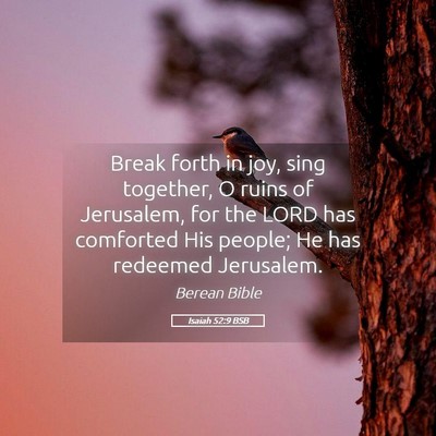 Picture 05 - Isaiah 52:9 BSB - Break forth in joy, sing together, O ruins of - Bible Verse Picture