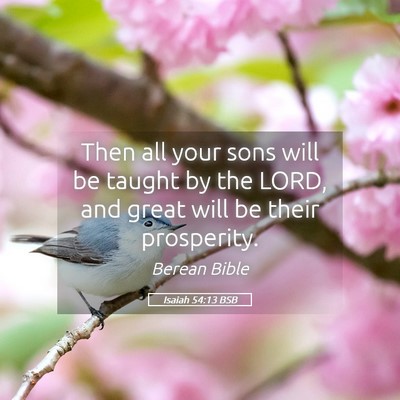 Picture 05 - Isaiah 54:13 BSB - Then all your sons will be taught by the LORD, - Bible Verse Picture