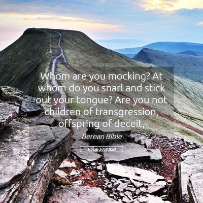 Picture 05 - Isaiah 57:4 BSB - Whom are you mocking? At whom do you snarl and - Bible Verse Picture