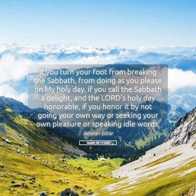 Picture 05 - Isaiah 58:13 BSB - If you turn your foot from breaking the Sabbath, - Bible Verse Picture