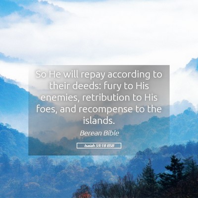 Picture 05 - Isaiah 59:18 BSB - So He will repay according to their deeds: fury - Bible Verse Picture