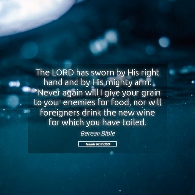 Picture 05 - Isaiah 62:8 BSB - The LORD has sworn by His right hand and by His - Bible Verse Picture