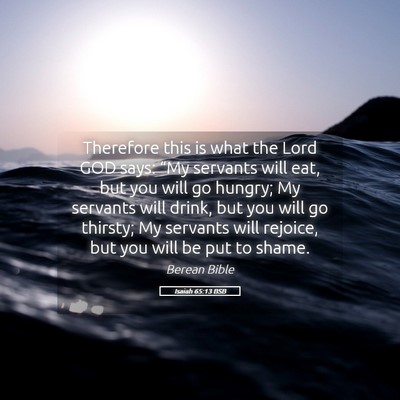 Picture 05 - Isaiah 65:13 BSB - Therefore this is what the Lord GOD says: “My - Bible Verse Picture