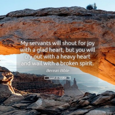 Picture 05 - Isaiah 65:14 BSB - My servants will shout for joy with a glad heart, - Bible Verse Picture