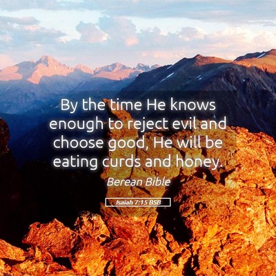 Picture 05 - Isaiah 7:15 BSB - By the time He knows enough to reject evil and - Bible Verse Picture