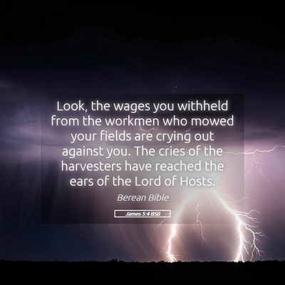 Picture 05 - James 5:4 BSB - Look, the wages you withheld from the workmen who - Bible Verse Picture