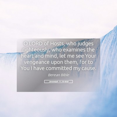 Picture 05 - Jeremiah 11:20 BSB - O LORD of Hosts, who judges righteously, who - Bible Verse Picture