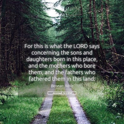 Picture 05 - Jeremiah 16:3 BSB - For this is what the LORD says concerning the - Bible Verse Picture