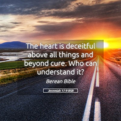 Picture 05 - Jeremiah 17:9 BSB - The heart is deceitful above all things and - Bible Verse Picture