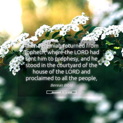 Picture 05 - Jeremiah 19:14 BSB - Then Jeremiah returned from Topheth, where the - Bible Verse Picture
