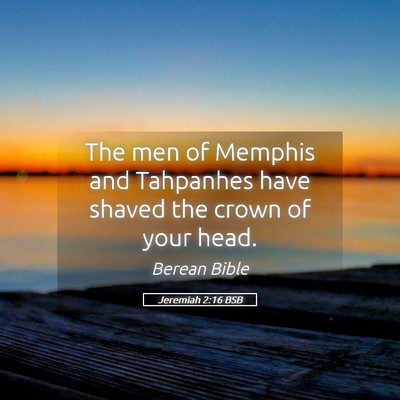Picture 05 - Jeremiah 2:16 BSB - The men of Memphis and Tahpanhes have shaved the - Bible Verse Picture