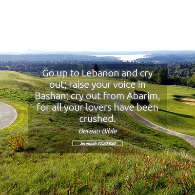 Picture 05 - Jeremiah 22:20 BSB - Go up to Lebanon and cry out; raise your voice in - Bible Verse Picture