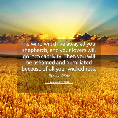 Picture 05 - Jeremiah 22:22 BSB - The wind will drive away all your shepherds, and - Bible Verse Picture