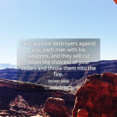 Picture 05 - Jeremiah 22:7 BSB - I will appoint destroyers against you, each man - Bible Verse Picture