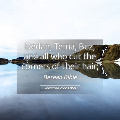 Picture 05 - Jeremiah 25:23 BSB - Dedan, Tema, Buz, and all who cut the corners of - Bible Verse Picture