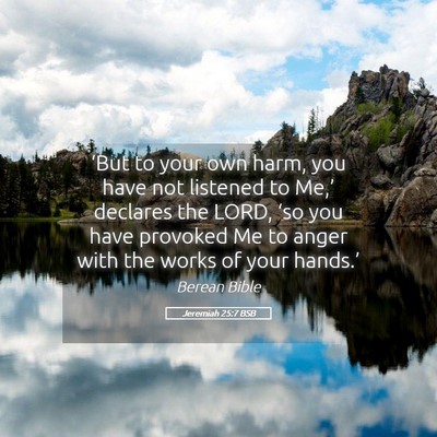Picture 05 - Jeremiah 25:7 BSB - ‘But to your own harm, you have not listened to - Bible Verse Picture
