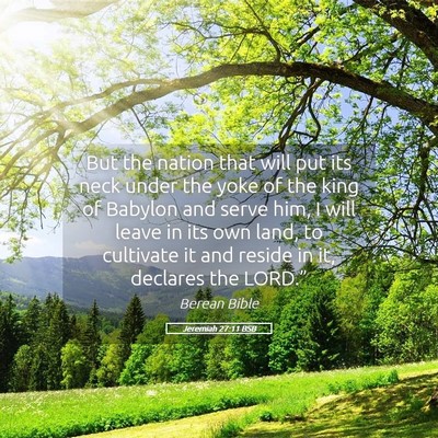 Picture 05 - Jeremiah 27:11 BSB - But the nation that will put its neck under the - Bible Verse Picture