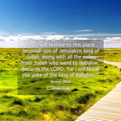 Picture 05 - Jeremiah 28:4 BSB - And I will restore to this place Jeconiah son of - Bible Verse Picture