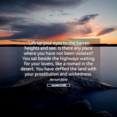 Picture 05 - Jeremiah 3:2 BSB - “Lift up your eyes to the barren heights and - Bible Verse Picture