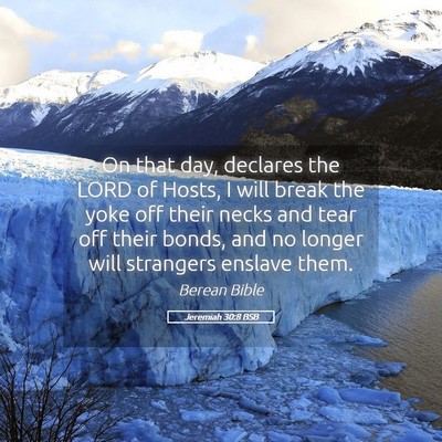 Picture 05 - Jeremiah 30:8 BSB - On that day, declares the LORD of Hosts, I will - Bible Verse Picture