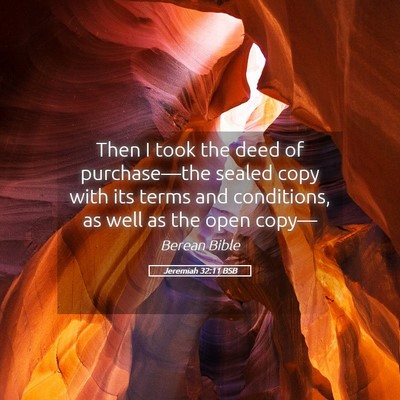 Picture 05 - Jeremiah 32:11 BSB - Then I took the deed of purchase—the sealed - Bible Verse Picture