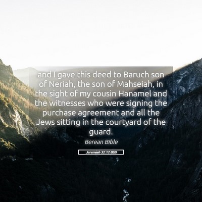 Picture 05 - Jeremiah 32:12 BSB - and I gave this deed to Baruch son of Neriah, the - Bible Verse Picture