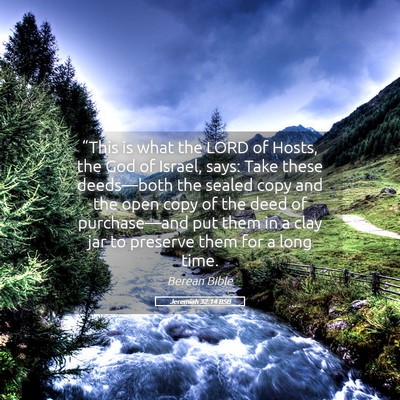 Picture 05 - Jeremiah 32:14 BSB - “This is what the LORD of Hosts, the God of - Bible Verse Picture