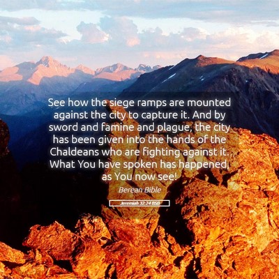Picture 05 - Jeremiah 32:24 BSB - See how the siege ramps are mounted against the - Bible Verse Picture