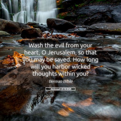 Picture 05 - Jeremiah 4:14 BSB - Wash the evil from your heart, O Jerusalem, so - Bible Verse Picture