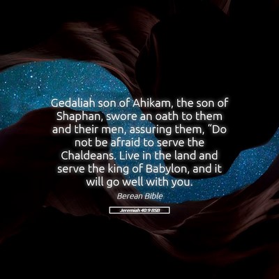 Picture 05 - Jeremiah 40:9 BSB - Gedaliah son of Ahikam, the son of Shaphan, swore - Bible Verse Picture