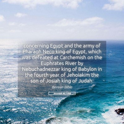 Picture 05 - Jeremiah 46:2 BSB - concerning Egypt and the army of Pharaoh Neco - Bible Verse Picture