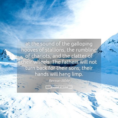 Picture 05 - Jeremiah 47:3 BSB - at the sound of the galloping hooves of - Bible Verse Picture