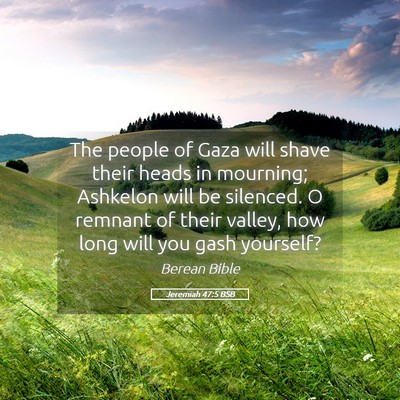 Picture 05 - Jeremiah 47:5 BSB - The people of Gaza will shave their heads in - Bible Verse Picture