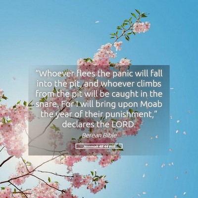 Picture 05 - Jeremiah 48:44 BSB - “Whoever flees the panic will fall into the - Bible Verse Picture