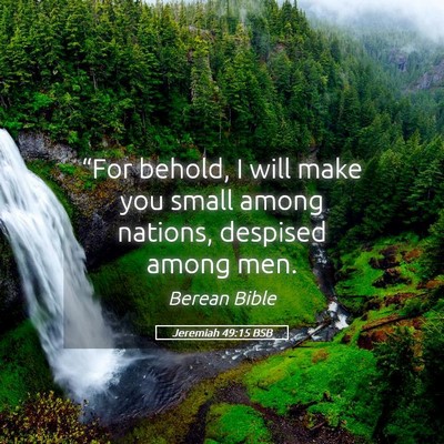 Picture 05 - Jeremiah 49:15 BSB - “For behold, I will make you small among - Bible Verse Picture