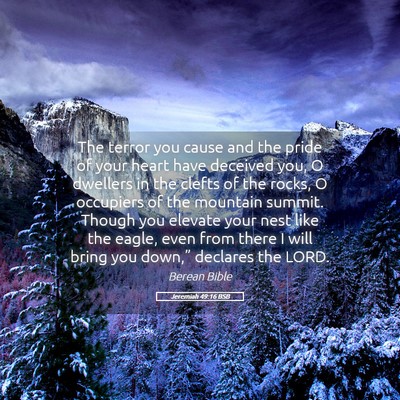 Picture 05 - Jeremiah 49:16 BSB - The terror you cause and the pride of your heart - Bible Verse Picture
