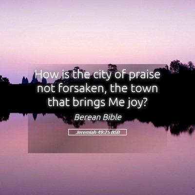 Picture 05 - Jeremiah 49:25 BSB - How is the city of praise not forsaken, the town - Bible Verse Picture